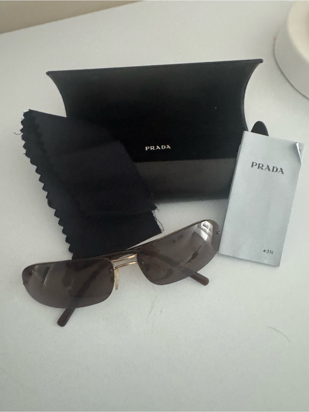 Prada Gold Frame Brown Lens Sunglasses with Case
